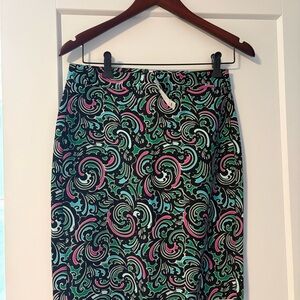 Banana Republic Black and Pink Patterned Pencil Skirt
